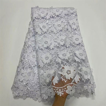 Water Soluble Lace With Sequins Embroidered Flower Texture Mesh Fabric - CHRISTDEST GLOBAL SERVICE