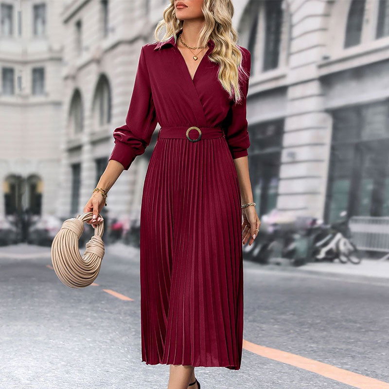 Wholesale popular spring and autumn European and American women's high-end solid color dresses - CHRISTDEST GLOBAL SERVICE
