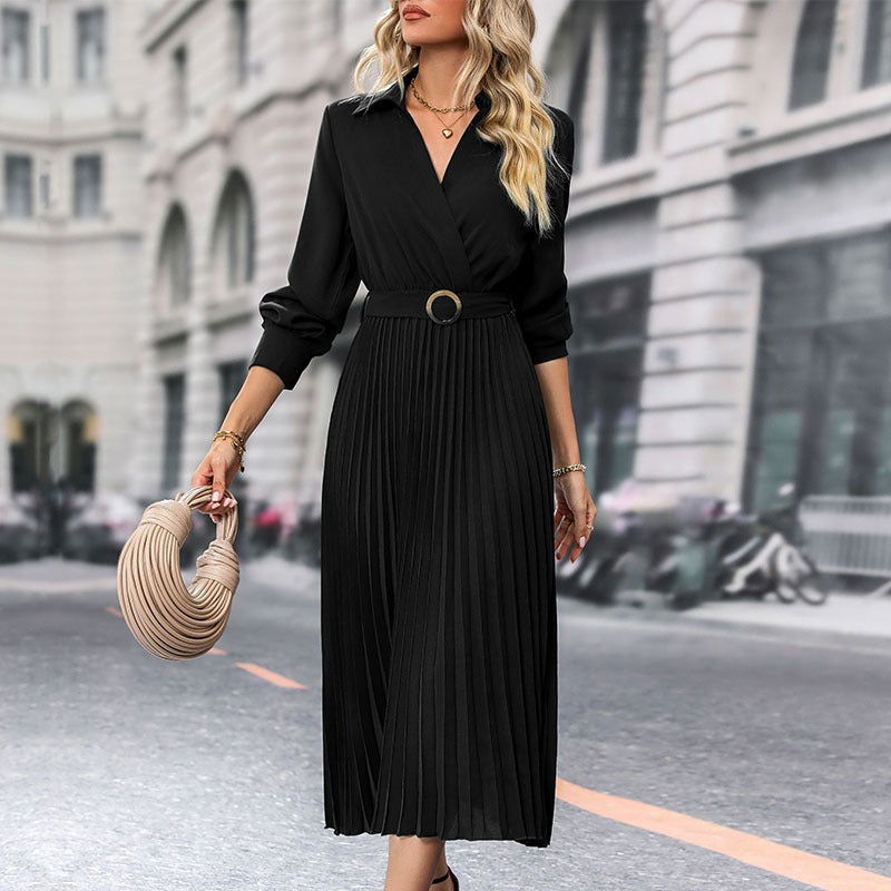 Wholesale popular spring and autumn European and American women's high-end solid color dresses - CHRISTDEST GLOBAL SERVICE