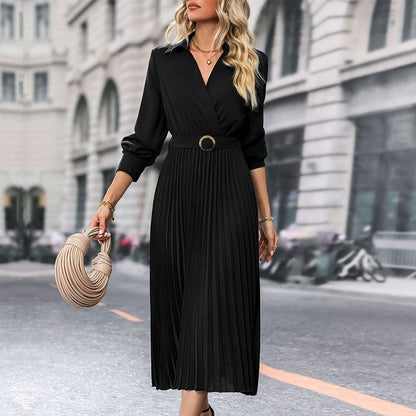 Wholesale popular spring and autumn European and American women's high-end solid color dresses - CHRISTDEST GLOBAL SERVICE