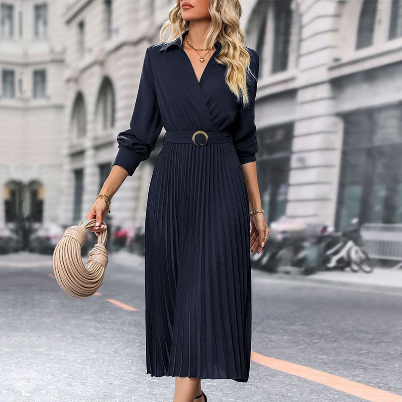 Wholesale popular spring and autumn European and American women's high-end solid color dresses - CHRISTDEST GLOBAL SERVICE