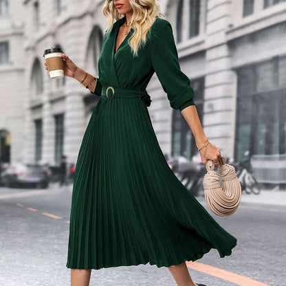Wholesale popular spring and autumn European and American women's high-end solid color dresses - CHRISTDEST GLOBAL SERVICE