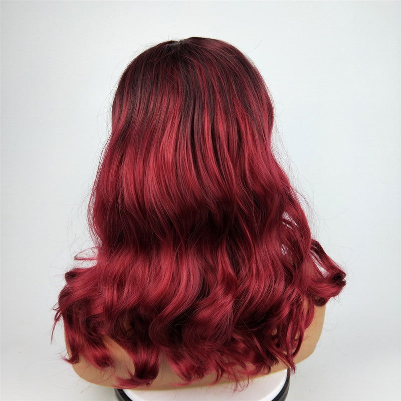 Wig Female Burgundy Long Curly Hair Big Wavy Gradient Color - CHRISTDEST GLOBAL SERVICE