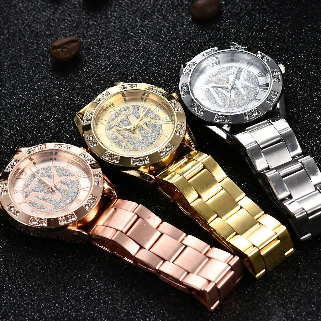 Women Crystal Diamond Watches Luxury Brand Gold WristWatch Stainless Steel Women's Watch Clock Leisure Reloj Mujer TVK - CHRISTDEST GLOBAL SERVICE