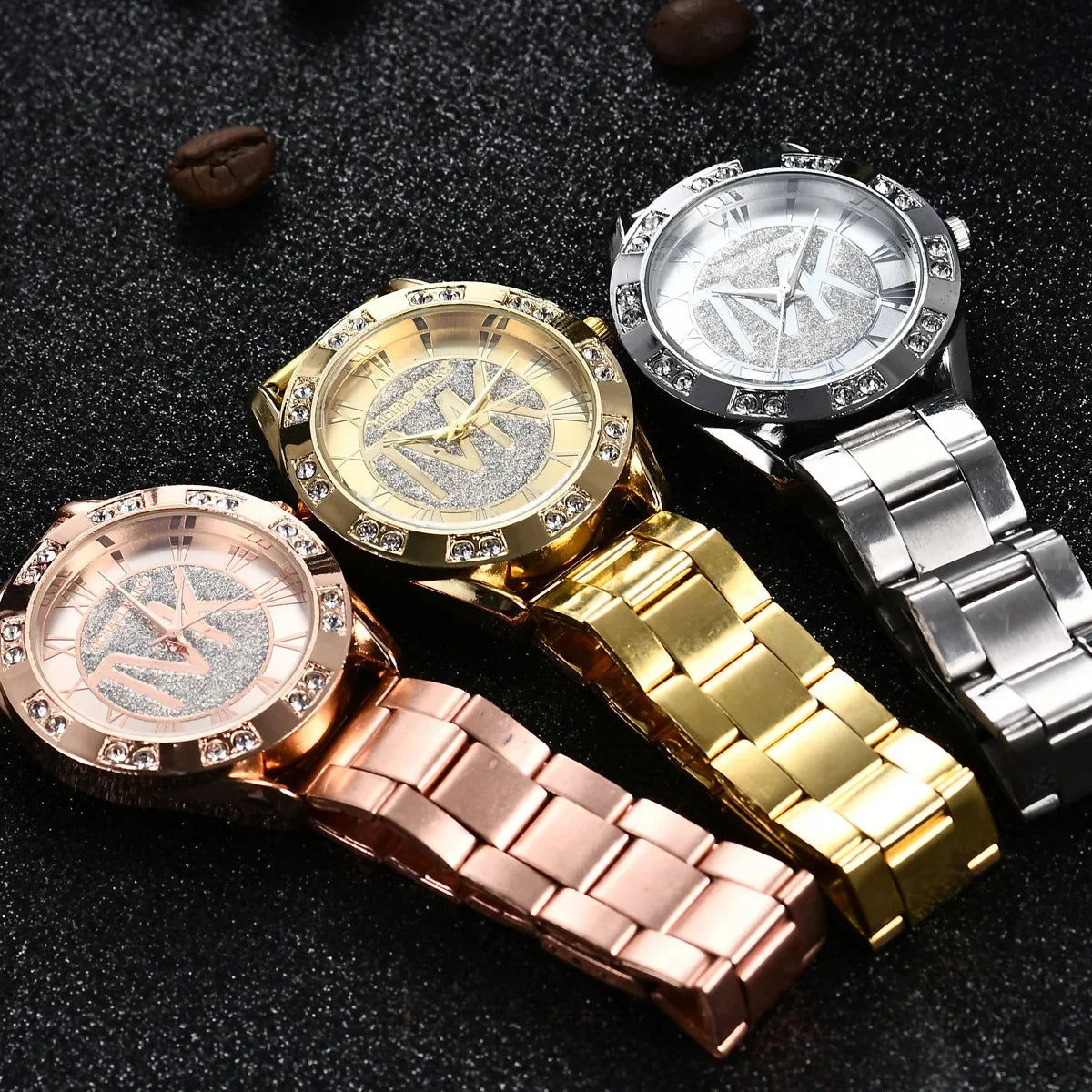 Women Crystal Diamond Watches Luxury Brand Gold WristWatch Stainless Steel Women's Watch Clock Leisure Reloj Mujer TVK - CHRISTDEST GLOBAL SERVICE