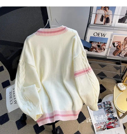 Women's Autumn and Winter New Loose Bow Lazy Style Reduced Age Knitted Sweater Cardigan Jacket - CHRISTDEST GLOBAL SERVICE