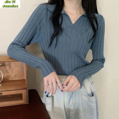 Women's Autumn and Winter Western-style Coat with V-neck Sweater Underneath 2024 New Knitted Sweater Chic Top Base Shirt - CHRISTDEST GLOBAL SERVICE