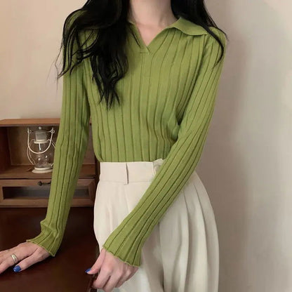 Women's Autumn and Winter Western-style Coat with V-neck Sweater Underneath 2024 New Knitted Sweater Chic Top Base Shirt - CHRISTDEST GLOBAL SERVICE
