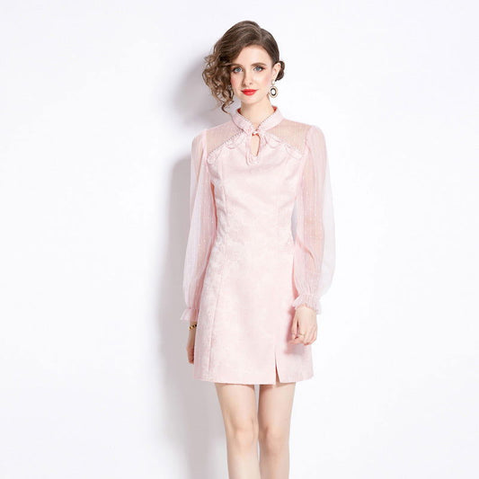 Women's Jacquard Cheongsam Dress Spring - CHRISTDEST GLOBAL SERVICE