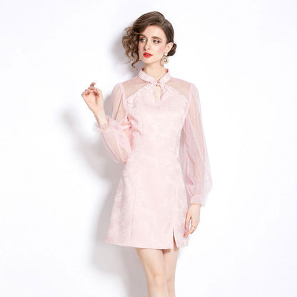 Women's Jacquard Cheongsam Dress Spring - CHRISTDEST GLOBAL SERVICE