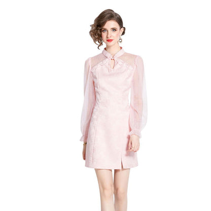 Women's Jacquard Cheongsam Dress Spring - CHRISTDEST GLOBAL SERVICE