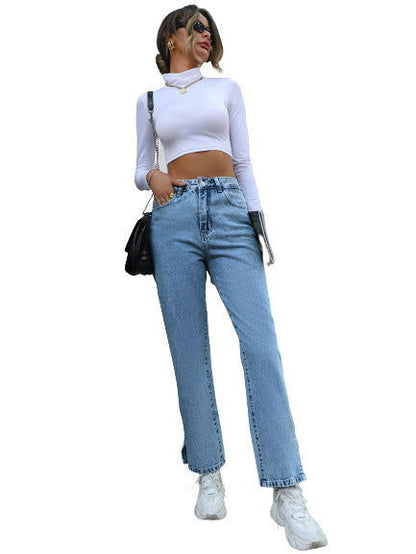 Women's New Straight Simple High Waist Trousers - CHRISTDEST GLOBAL SERVICE