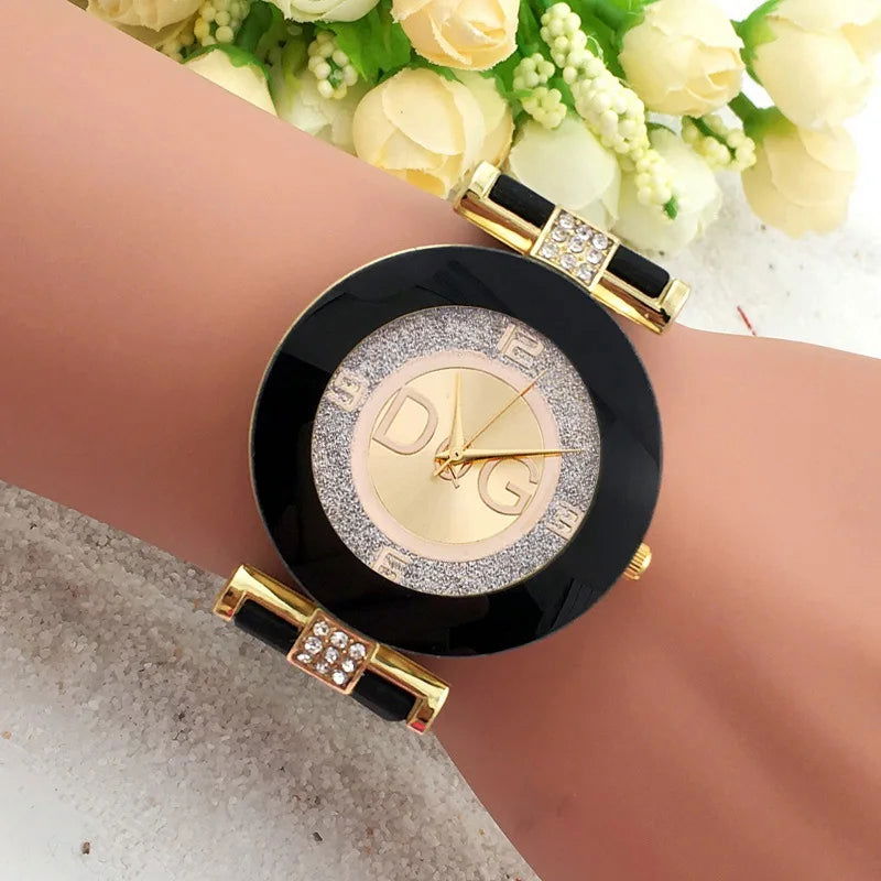 Women's Quartz Watches Silicone Strap Simplicity Rhinestone Design Female Casual Wrist Watch Fashion Luxury Brand Black DQG - CHRISTDEST GLOBAL SERVICE