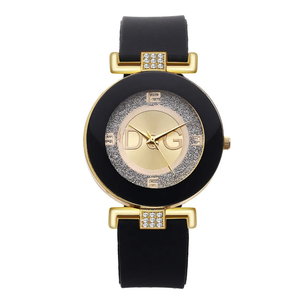 Women's Quartz Watches Silicone Strap Simplicity Rhinestone Design Female Casual Wrist Watch Fashion Luxury Brand Black DQG - CHRISTDEST GLOBAL SERVICE