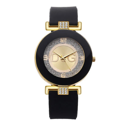 Women's Quartz Watches Silicone Strap Simplicity Rhinestone Design Female Casual Wrist Watch Fashion Luxury Brand Black DQG - CHRISTDEST GLOBAL SERVICE