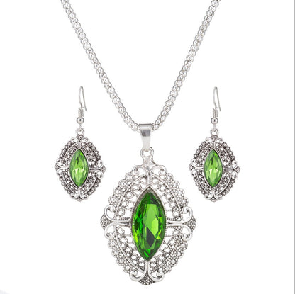 Zinc-alloy geometric crystal wedding bridal jewelry set - CHRISTDEST GLOBAL SERVICE