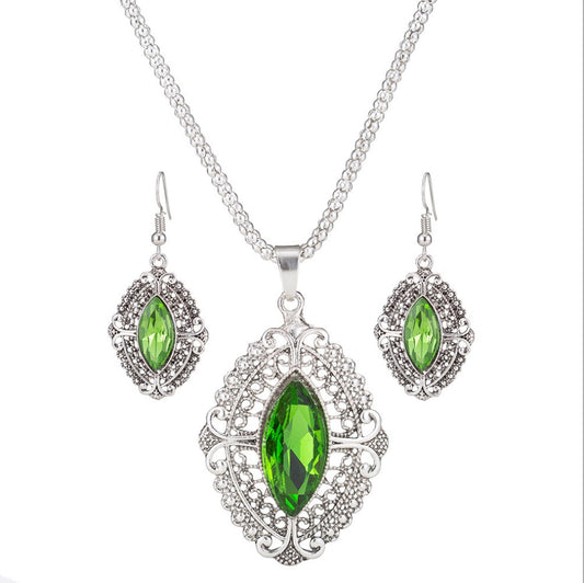 Zinc-alloy geometric crystal wedding bridal jewelry set - CHRISTDEST GLOBAL SERVICE