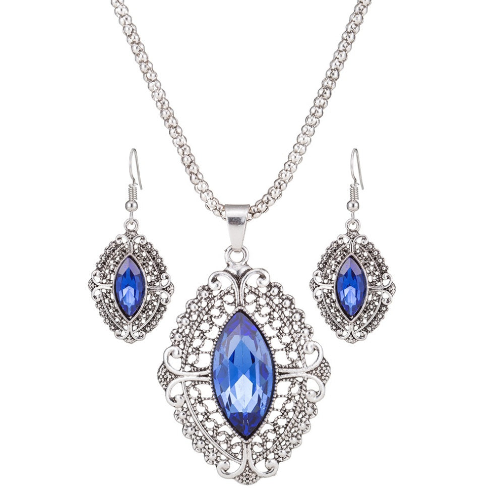 Zinc-alloy geometric crystal wedding bridal jewelry set - CHRISTDEST GLOBAL SERVICE