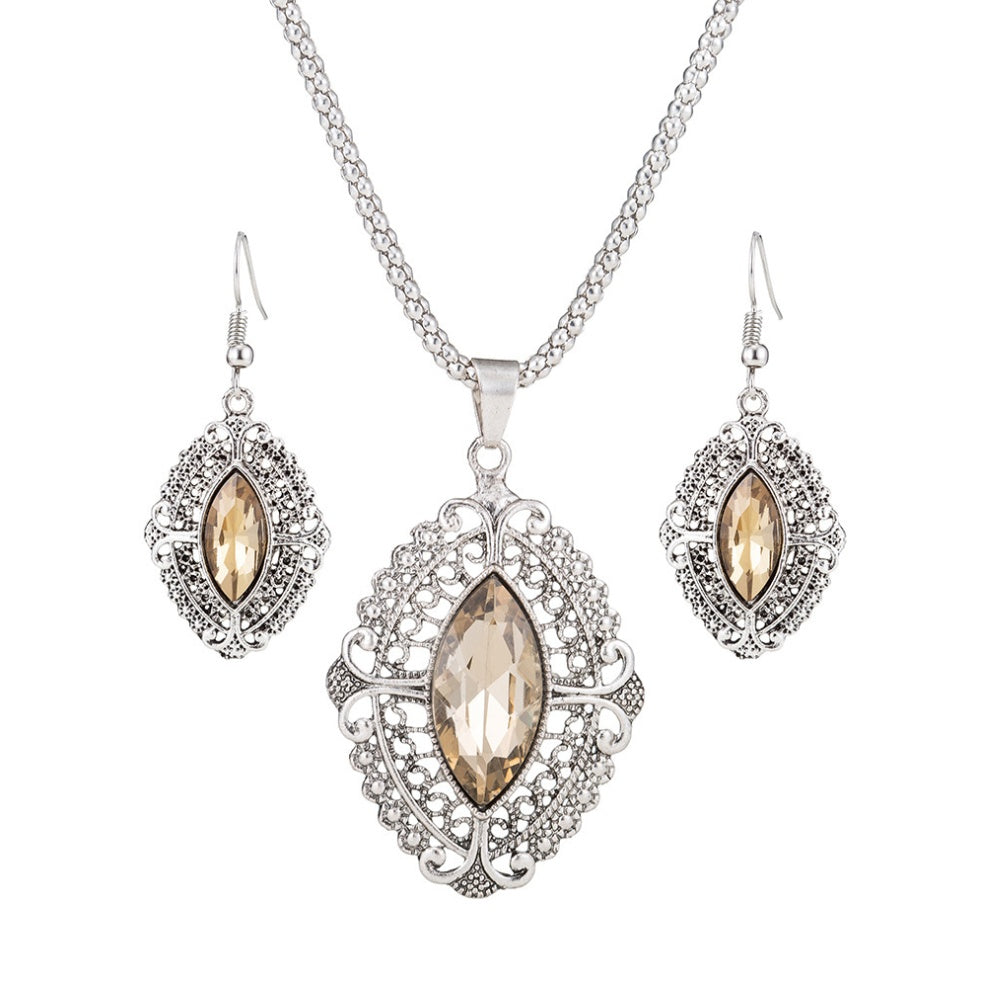 Zinc-alloy geometric crystal wedding bridal jewelry set - CHRISTDEST GLOBAL SERVICE