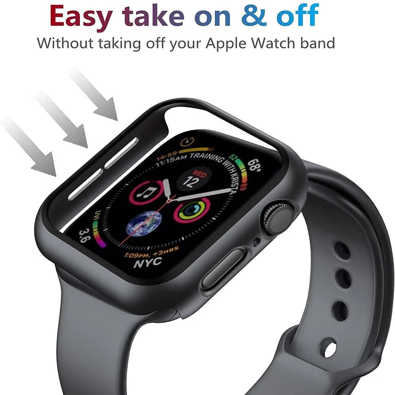Glass+Cover For Apple Watch case 8 7 6 SE 5 9 iWatch Accessorie Screen Protector Apple watch serie 44mm 40mm 41mm 45mm 42mm 38mm - CHRISTDEST GLOBAL SERVICE