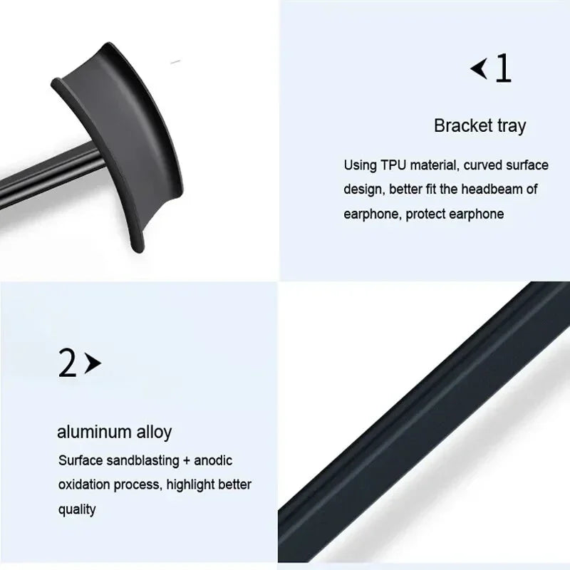 VIKEFON Head-Mounted Headphone Stand Stijlvolle afneembare headsethouder voor Airpods Max Beats Bose Sennheiser Display Stand 