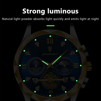POEDAGAR Luxury Man Wristwatch Waterproof Luminous Chronograph Watch for Men Stainless Steel Men's Quartz Watches reloj hombre - CHRISTDEST GLOBAL SERVICE