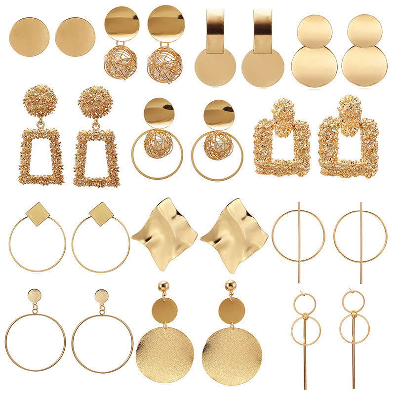 simple style geometric plating alloy no inlaid earrings - CHRISTDEST GLOBAL SERVICE