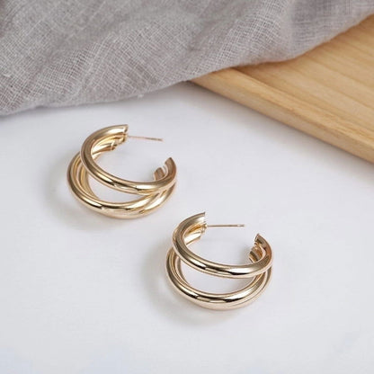 simple style geometric plating alloy no inlaid earrings - CHRISTDEST GLOBAL SERVICE