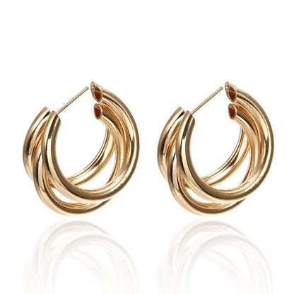 simple style geometric plating alloy no inlaid earrings - CHRISTDEST GLOBAL SERVICE
